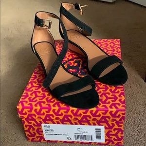 Tory Burch black savannah 45mm wedge sandal